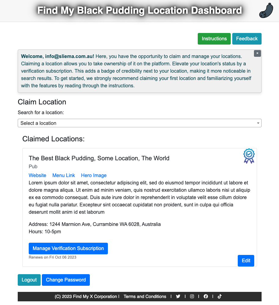 Location Admin Dashboard